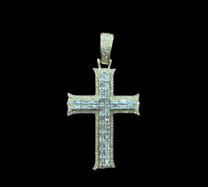 10KT 2-Tone Diamond Cross, Brand New (With Tags) (1.27CT)
