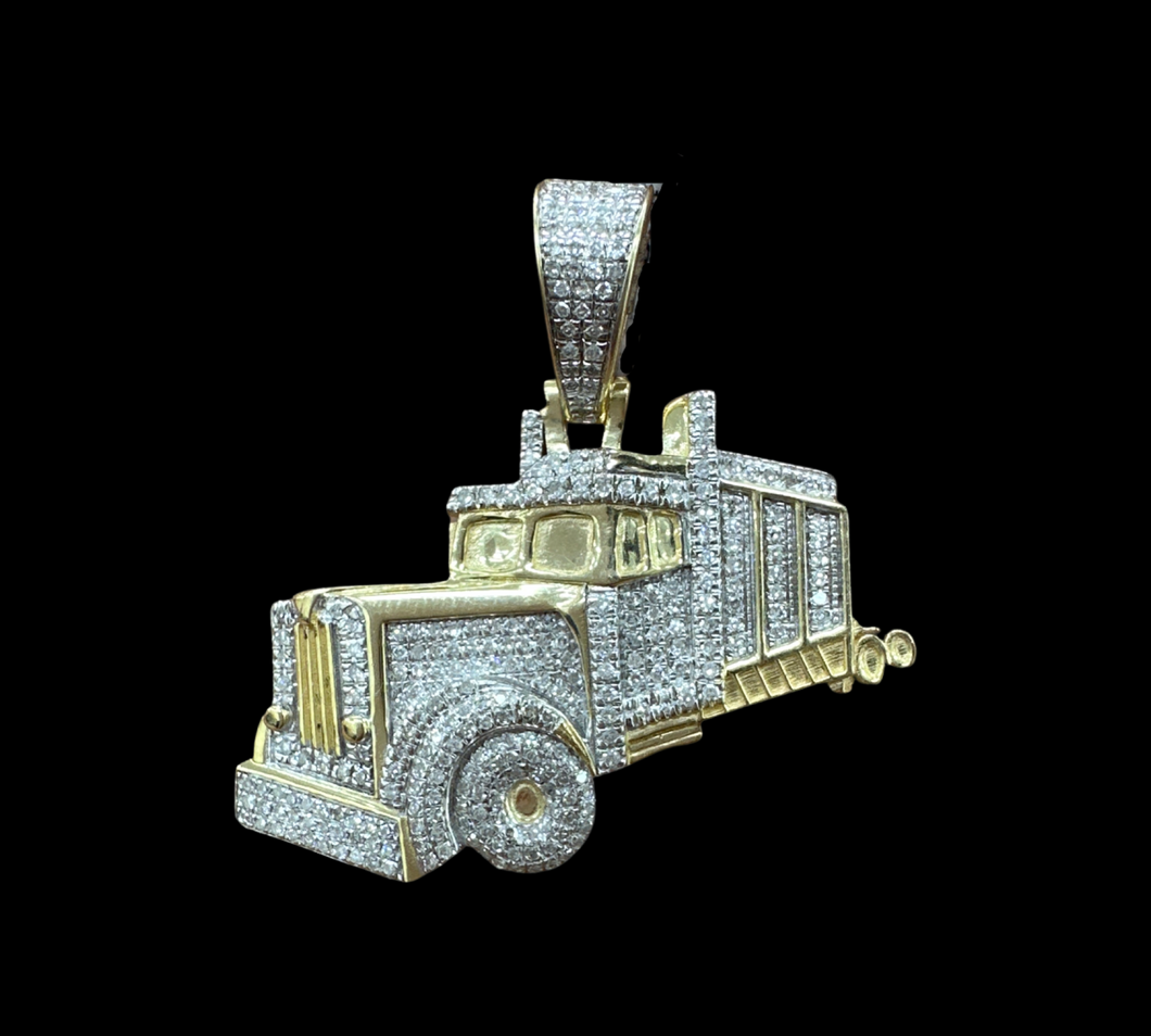 10KT Diamond Pendant, BIG TRUCK, Brand New (With Tags), (.57CT)