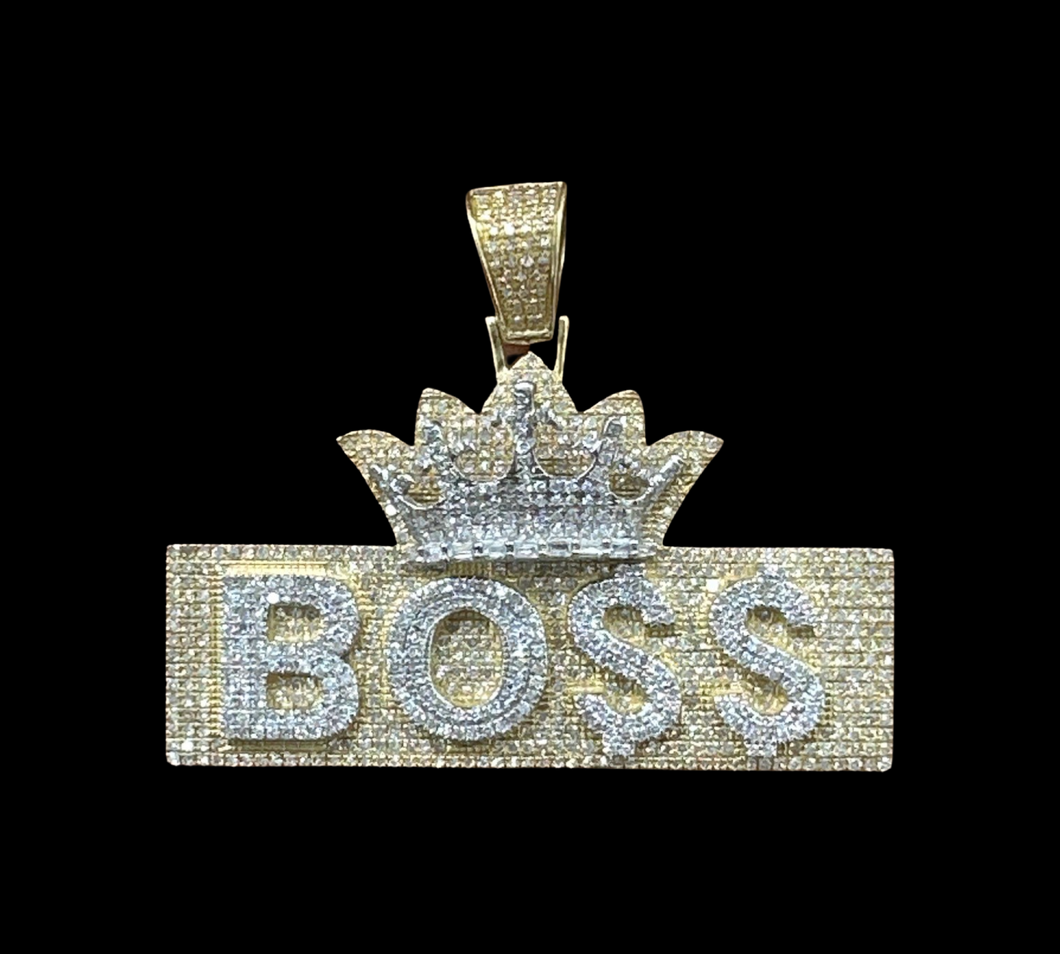 10KT Diamond Pendant, BOSS WITH CROWN Brand New (With Tags), (1.76CT)