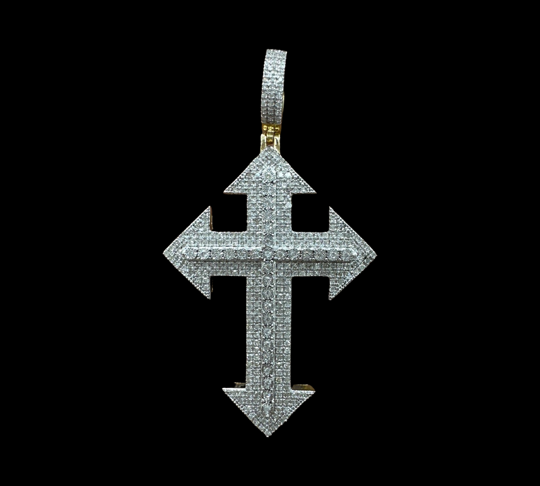 10KT Yellow Gold Diamond Cross, Brand New (With Tags) (1.00CT)