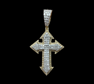 10KT 2-Tone Diamond Cross, Brand New (With Tags)(.75CT)
