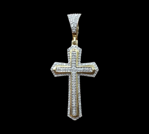10KT Yellow Gold Diamond Cross, Brand New (With Tags) (.40CT)