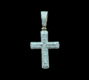 10KT Yellow Gold Diamond Cross, Brand New (With Tags) (.65CT)