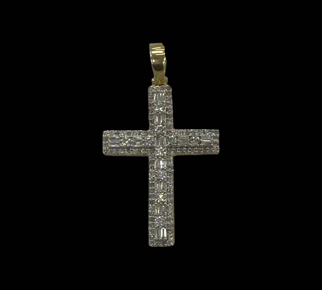 10KT Yellow Gold Diamond Cross, Brand New (With Tags) (1.54CT)
