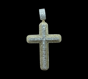 10KT 2-Tone Diamond Cross, Brand New (With Tags) (1.50CT)