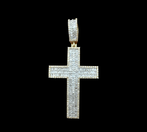10KT Yellow Gold Diamond Cross, Brand New (With Tags) (2.00CT)