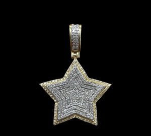 10KT Diamond Pendant, 5 POINT 2-TONE STAR, Brand New (With Tags), (1.60CT)