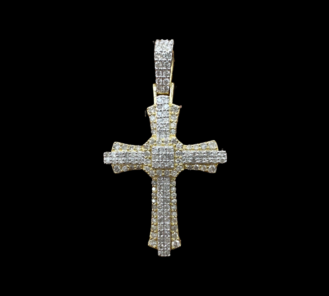10KT 2-Tone Diamond Cross, Brand New (With Tags) (2.05CT)