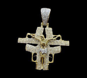 10KT Diamond Pendant, JESUS WITH GUNS,Brand New (With Tags), (2.56CT)