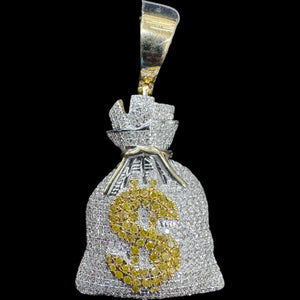 10KT Diamond Money Bag Pendant, Brand New (With Tags)(0.92CT)