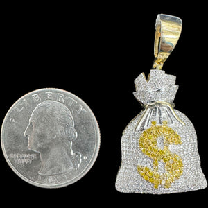 10KT Diamond Money Bag Pendant, Brand New (With Tags)(0.92CT)