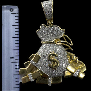 10KT Diamond Money Bag Pendant, Brand New (With Tags)(1.04CT)