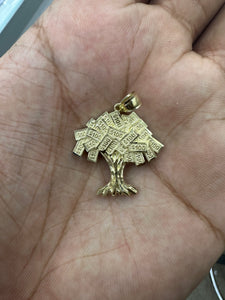 10KT Yellow Gold Diamond Cut Money Tree Pendant, Brand New