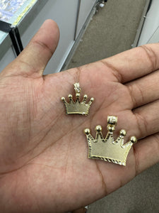 10KT Yellow Gold Diamond Cut Crown Pendant, Brand New (2 Sizes)