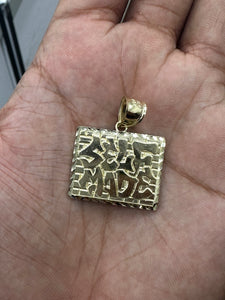 10KT Yellow Gold Diamond Cut Self Made Nugget Pendant, Brand New