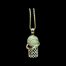 Load image into Gallery viewer, 10KT Basketball Pendant With 10KT 2MM Hollow Diamond Cut Rope Chain 16&quot;-24&quot;
