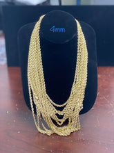 Load image into Gallery viewer, 10KT 2/3/4MM SOLID DIAMOND CUT ROPE CHAINS (18”-26”)
