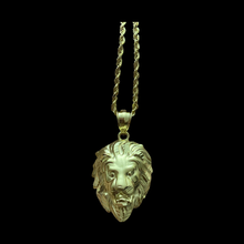Load image into Gallery viewer, 10KT Lion Head Pendant With 10KT 2MM Hollow Diamond Cut Rope Chain 16&quot;-24&quot;
