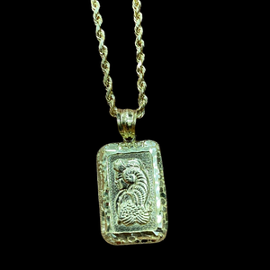 10KT Swiss Gold Bar Pendant With 10KT 2MM Hollow Diamond Cut Rope Chain 16"-24"