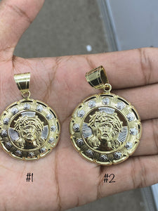 10KT 2-Tone Pave Big Jesus Medallion ( 2 Sizes)