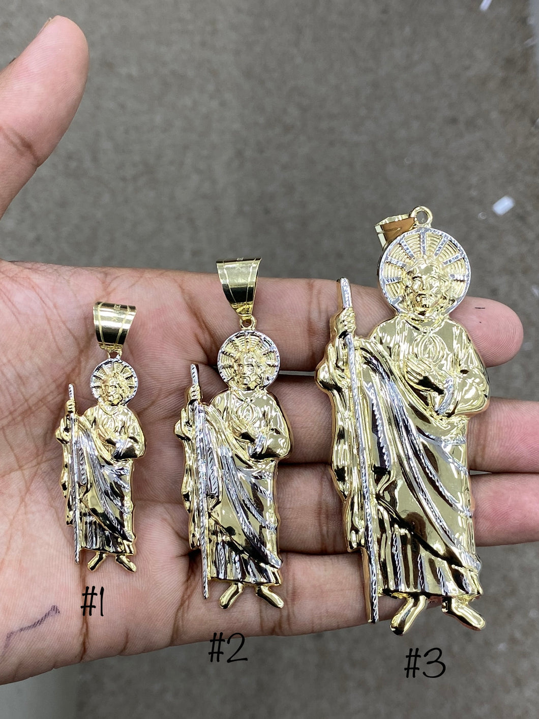10KT 2-Tone Pave Saint Jude (Saint Judas) Pendant (3 Sizes)