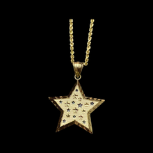 Load image into Gallery viewer, 10KT 5 Point Star Pendant With 10KT 2MM Hollow Diamond Cut Rope Chain 16&quot;-24&quot;
