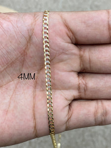 14KT 2MM/3MM/4MM SOLID CUBAN PAVE NECKLACE