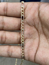 Load image into Gallery viewer, 10KT 4MM Tri-Color (3 Tone) Figaro Necklace/Bracelet  7”/8” 18”-24”
