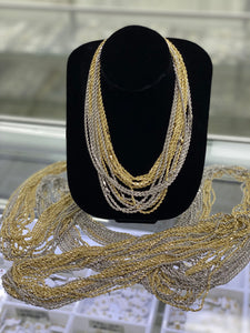 10KT Semi-Solid 3MM White & Yellow Gold Rope Chains 18”-26”