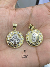 Load image into Gallery viewer, 10KT 2-Tone Pave Jesus &amp; Virgin Mary Medallion ( 3 Sizes) ( Double Sided)
