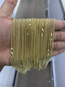 10KT 3MM Miami Cuban Necklace/Bracelet 7/8” 16”-24”