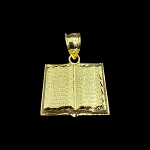 10KT Yellow Gold Diamond Cut Bible Pendant, Brand New