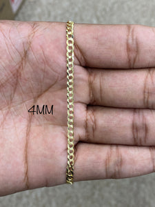 14KT 2MM/3MM/4MM SOLID DIAMOND CUT CUBAN LINK NECKLACE