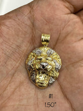 Load image into Gallery viewer, 10KT 2-Tone Pave Lion Head Pendant (2 Sizes)
