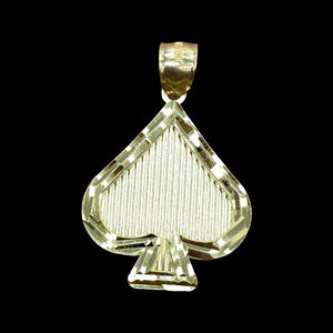 10KT Yellow Gold Men's Spade Pendant, High Polish Diamond Cut, Brand New