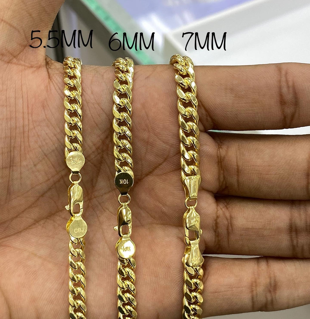 10KT 5.5MM Miami Cuban with lobster lock