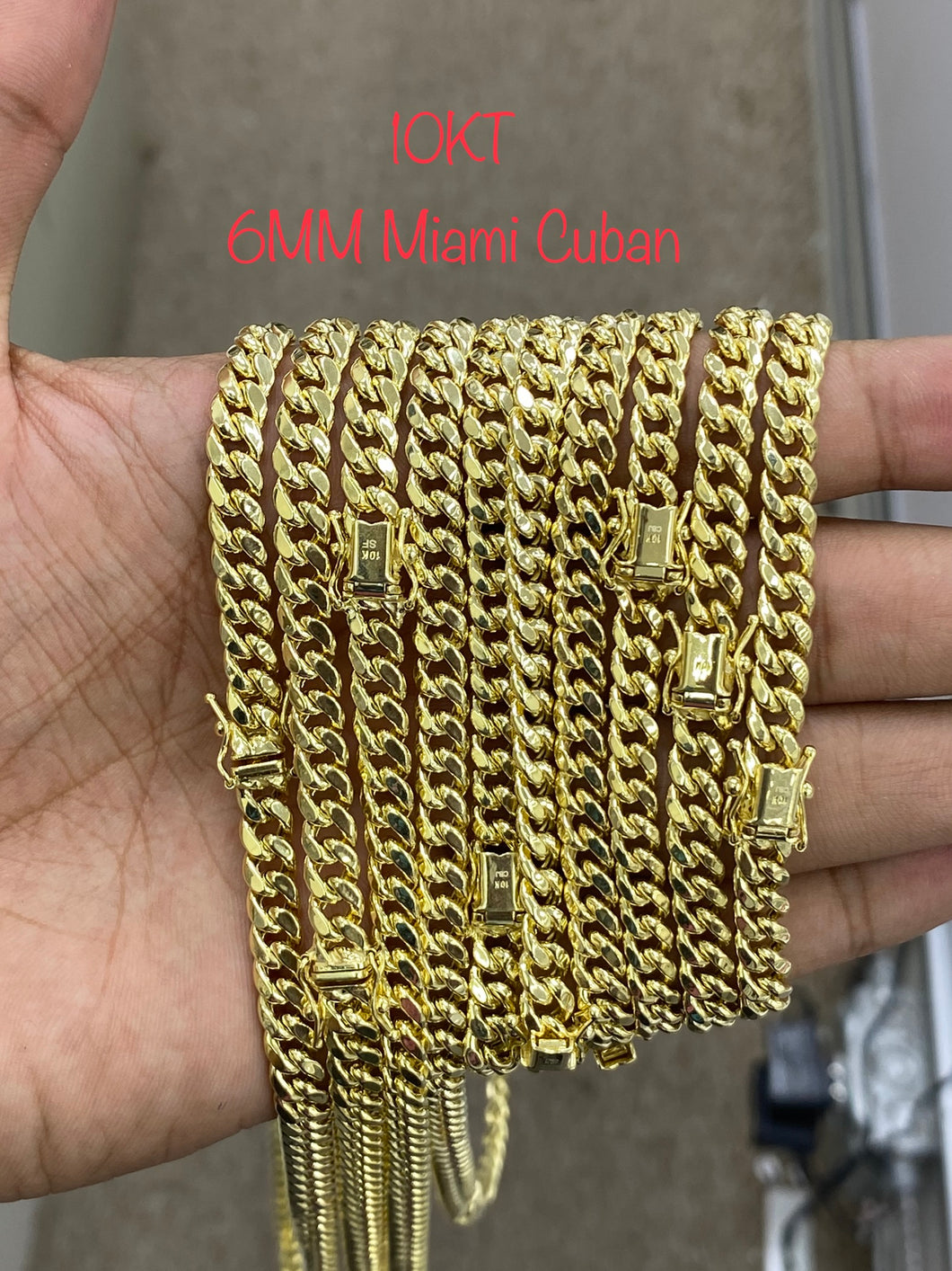 10KT 6MM Miami Cuban Necklace/Bracelet 7”/8” 18”-24”