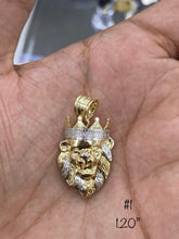 Load image into Gallery viewer, 10KT 2-Tone Pave Crown Lion Pendant ( 4 Sizes)
