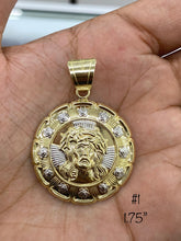 Load image into Gallery viewer, 10KT 2-Tone Pave Big Jesus Medallion ( 2 Sizes)
