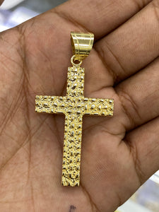 10KT Nugget Cross Pendant