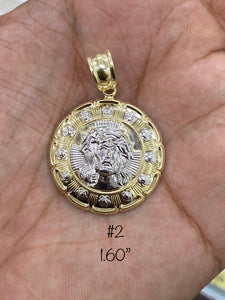 10KT 2-Tone Pave Jesus Medallion ( 2 Sizes)