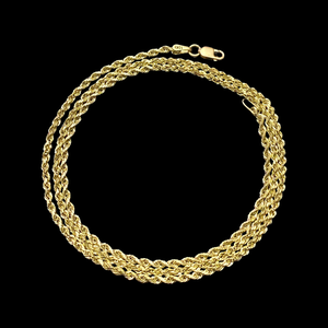10KT Cobra / Snake Pendant With 10KT 2MM Hollow Diamond Cut Rope Chain 16"-24"