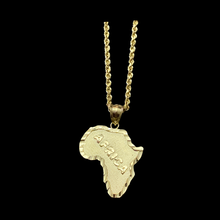 Load image into Gallery viewer, 10KT Africa Pendant With 10KT 2MM Hollow Diamond Cut Rope Chain 16&quot;-24&quot;

