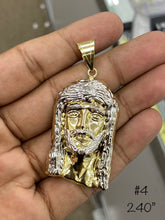 Load image into Gallery viewer, 10KT 2-Tone Pave Jesus Head Pendant (4 Sizes) (Best Seller)
