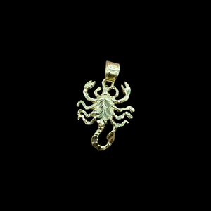 10KT Yellow Gold Men's Small Scorpion Pendant, High Polish Diamond Cut, Brand New