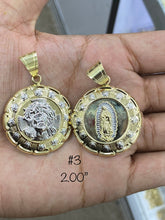 Load image into Gallery viewer, 10KT 2-Tone Pave Jesus &amp; Virgin Mary Medallion ( 3 Sizes) ( Double Sided)
